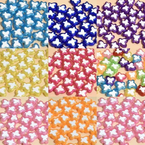 Mariposa Perla en Perla Acrílico Cuentas Sueltas Colores Mezclados Lacado Plástico Cuentas Espaciadoras Para DIY Pulsera Cadena de Teléfono Joyas Accesorios