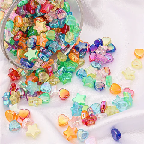 Acrylic Plated Star Heart Shape Beads Colorful DIY Jewelry Making Accessories For Bracelet Necklace Handcraft Materials
