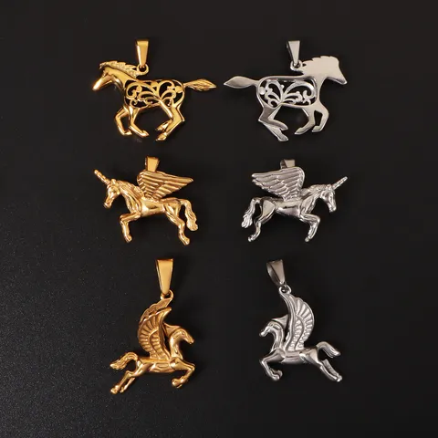 Pendenti in Acciaio Inossidabile a Forma di Pegaso Unicorno Cavallo Ciondoli Galvanizzati per Creazione Gioielli DIY Collane Braccialetti