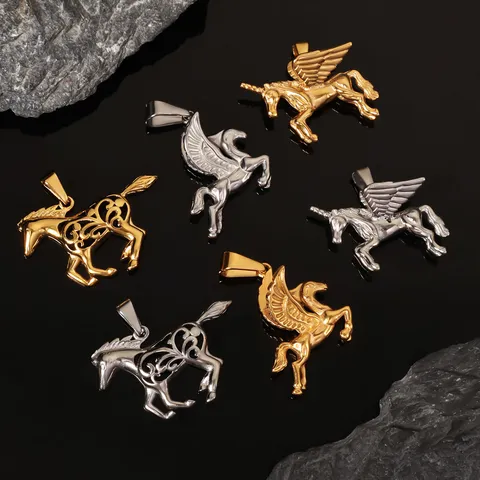 Pendenti in Acciaio Inossidabile a Forma di Pegaso Unicorno Cavallo Ciondoli Galvanizzati per Creazione Gioielli DIY Collane Braccialetti