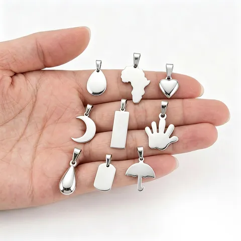 Stainless Steel DIY Jewelry Pendants Africa Map Moon Heart Umbrella Water Drop 18K Gold Plated Minimalist Charms For Necklace Making