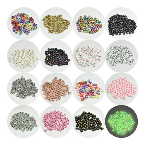 Cuentas Redondas con Letras del Alfabeto de Acrílico de 7mm Multicolor Cuentas Sueltas DIY para Pulseras Collares Accesorios de Joyería al por Mayor