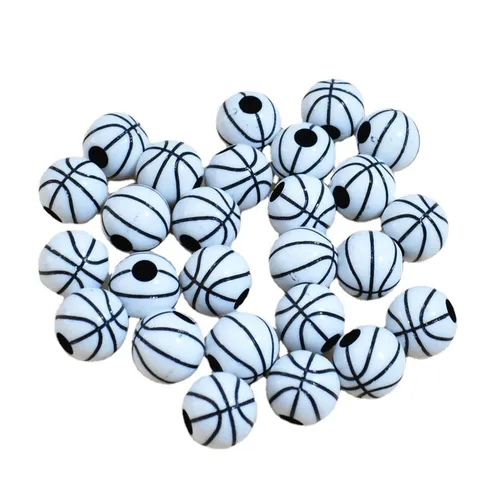 Cuentas Sueltas de Arcilla Polimérica con Patrón de Baloncesto para Creación de Joyas DIY Pulsera Collar Ornamentos Colgantes Estilo Deportivo