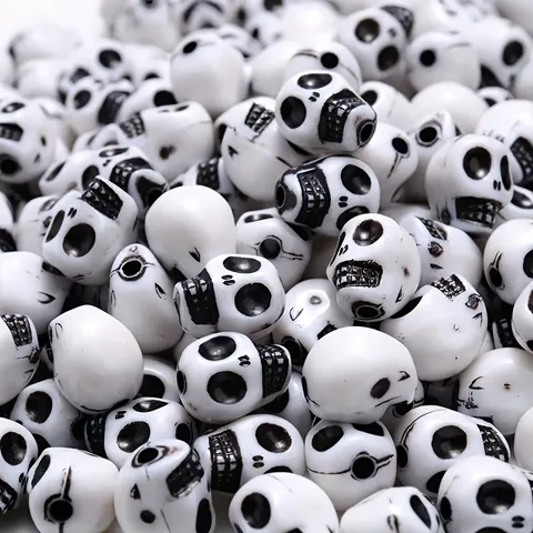 Cuentas Sueltas de Calavera de Acrílico de Color Mixto Mate para Pulsera de Bricolaje Cadena de Teléfono Accesorios de Joyería
