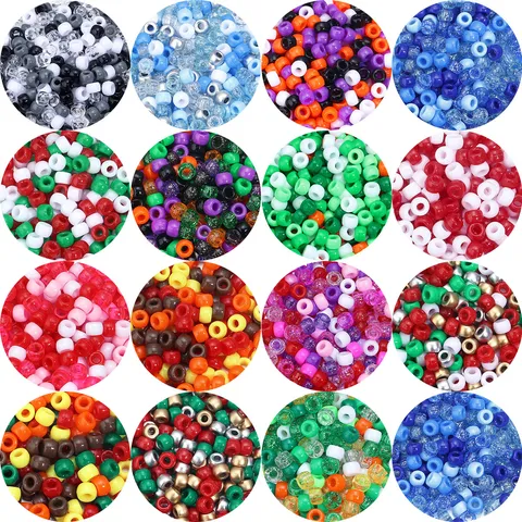 Halloween Weihnachten Acryl Pony Perlen Großes Loch Glitzer Einfarbig Gemischte Farben Perlen Für DIY Schmuckherstellung Armband Handwerk