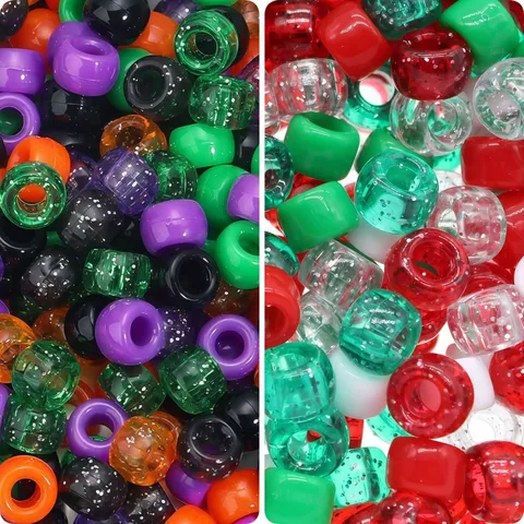 Halloween Weihnachten Acryl Pony Perlen Großes Loch Glitzer Einfarbig Gemischte Farben Perlen Für DIY Schmuckherstellung Armband Handwerk