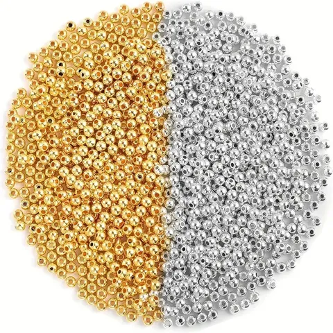 Cuentas Espaciadoras Redondas de Acrílico Metálico Galvanizado Cuentas Sueltas Para Pulsera Collar Pendientes DIY Joyería