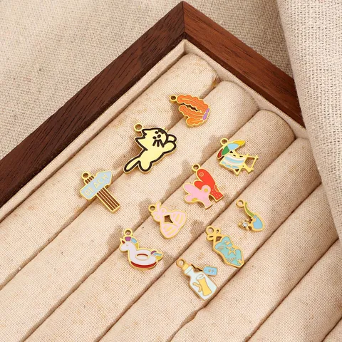 Stainless Steel Summer Beach Drip Oil Pendant Enamel Charms For DIY Necklace Bracelet Handmade Jewelry Making Accessories