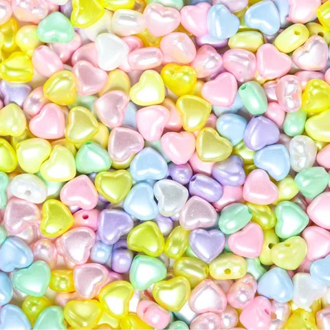 Cuentas Sueltas de Perlas Artificiales de Acrílico con Forma de Corazón para Hacer Joyas DIY Cuentas de Corazón de Colores para Accesorios de Pulsera Collar