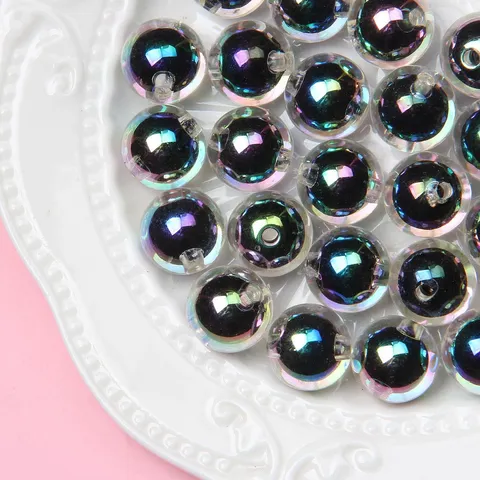Cuentas Redondas de Acrílico AB Iridiscente Perla en Perla para Fabricación de Joyas DIY Accesorios para Cadena de Teléfono 8mm 10mm