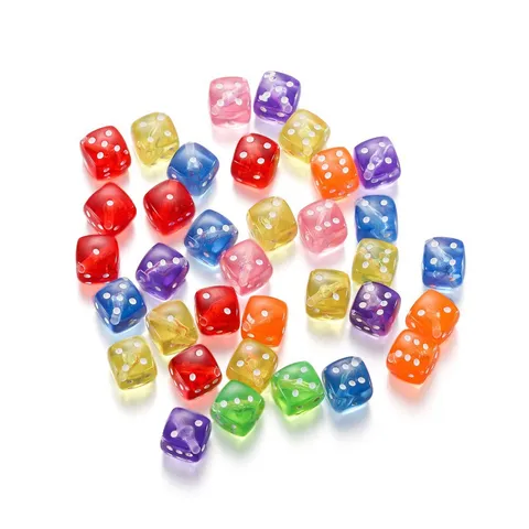 Cuentas de Dado de Acrílico Cubo de 9mm Cuentas Sueltas para Hacer Joyas de Bricolaje Cuentas Espaciadoras Cuadradas de Colores