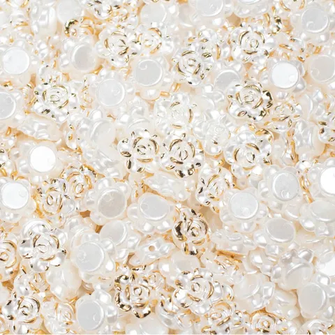 Cuentas de Flores de Rosa de Acrílico de Estilo Barroco con Bordes Dorados Abalorios Florales para Hacer Joyas DIY Accesorios para Fundas de Teléfono