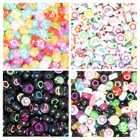 Cuentas Sueltas de Acrílico Redondas con Patrones Celestiales para Hacer Joyas DIY Pulseras Accesorios de Artesanía Coloridos