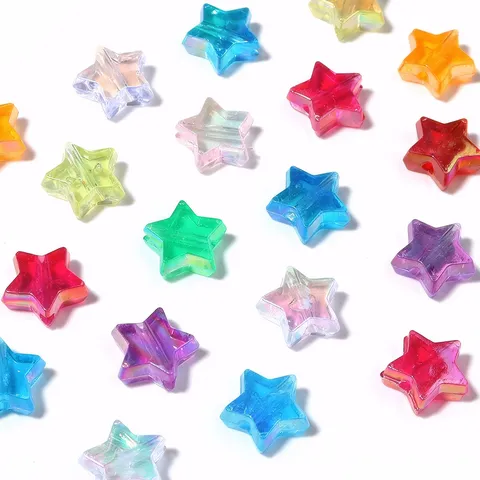 Cuentas Sueltas en Forma de Estrella de Acrílico Aurora Colores Mezclados para Hacer Joyas DIY Materiales de Artesanía