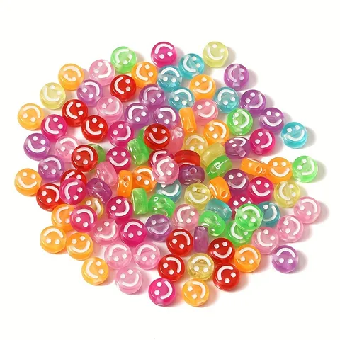 Cuentas Redondas con Cara Sonriente de Acrílico para la Fabricación de Joyas Pulseras Collares DIY Cuentas Sueltas Accesorios de Artesanía