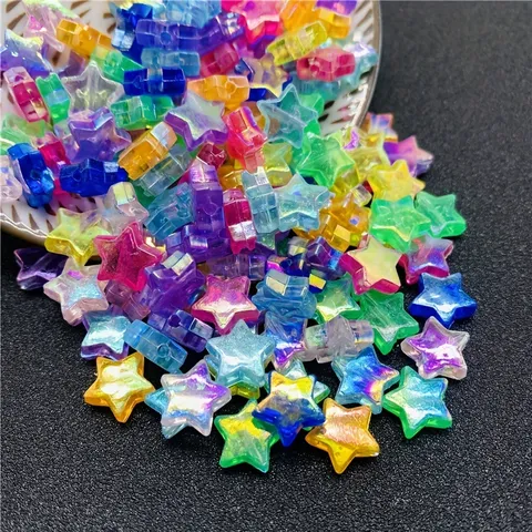 Cuentas de Acrílico de Estrella de Cinco Puntas Iridiscentes Color AB Cuentas Sueltas DIY Para Creación de Joyas Pulsera Collar Hechos a Mano Accesorios Decorativos