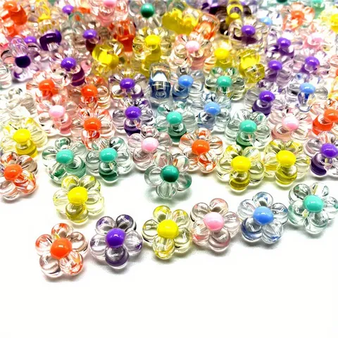 Cuentas de Acrílico de Flor AB Transparente Esmerilado con Colores Internos para Creación de Joyas DIY Collares Pulseras Accesorios