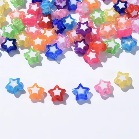 Cuentas de Estrella de Acrílico Perla en Perla Estrella en Estrella Cuentas Espaciadoras de Doble Capa Colores Mezclados DIY Joyería