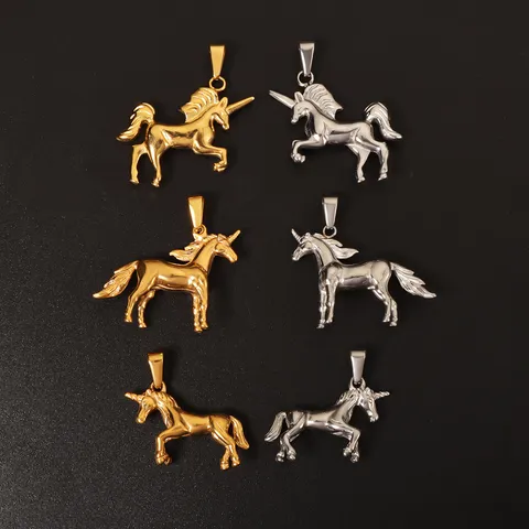 Stainless Steel Unicorn Pendant For Men Women DIY Jewelry Accessories Gold Silver Color Animal Shape Necklace Pendant Jewelry