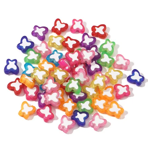 Mariposa Perla en Perla Acrílico Cuentas Sueltas Colores Mezclados Lacado Plástico Cuentas Espaciadoras Para DIY Pulsera Cadena de Teléfono Joyas Accesorios