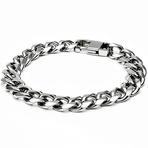 Hip Hop Stainless Steel Cuban Link Chain Necklace Bracelet For Men Women Gold Silver Plated Thick Curb Chain Jewelry