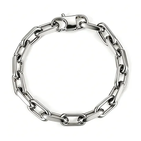 Stainless Steel Paperclip Chain Necklace Bracelet For Men Women Polished Rectangular Link Geometric Minimalist Jewelry Gift