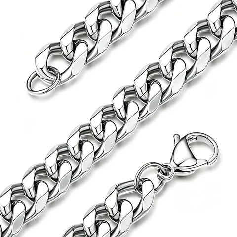 Stainless Steel Cuban Link Chain Necklace For Men Women Gold Silver Black Polished Curb Chain Hip Hop Clavicle Jewelry