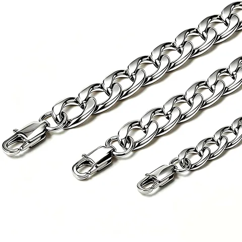 Hip Hop Stainless Steel Cuban Link Chain Necklace For Men Women Gold Silver Black Plated Lobster Clasp Punk Streetwear Jewelry Bracelet