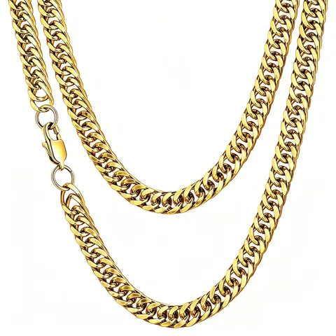Men's Hip Hop Stainless Steel Cuban Chain Necklace 18K Gold Plated Chunky Curb Chain Versatile Jewelry For Men Gift