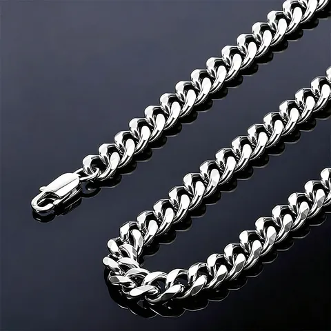 Minimalist Stainless Steel Cuban Link Chain Necklace For Men Women Polished Flat Curb Link Punk Rock Streetwear Unisex Choker Jewelry Gift