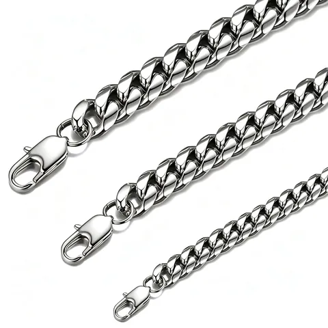 Hip Hop Heavy Duty Stainless Steel Cuban Link Chain Necklace Bracelet For Men Women Polished Silver Gold Black Jewelry