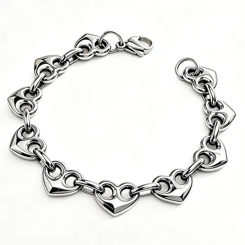 Pulsera Collar de Corazón Calado de Acero Inoxidable para Mujer Conjunto de Joyería de Corazón de Amor Dulce Minimalista