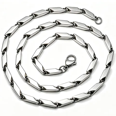 Minimalist Stainless Steel Rhombus Stick Chain Necklace For Men Women Geometric Polished Link Chain Bracelet Jewelry Gift