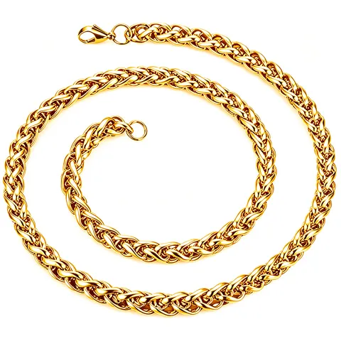 Minimalist Stainless Steel Basketweave Chain Necklace For Men Women Hip Hop Polished Geometric Chunky Link Necklace Bracelet Jewelry