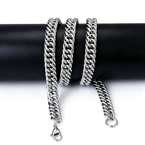 Collana a Catena Cubana Grossa in Acciaio Inossidabile Unisex Hip Hop Metallo Lucido Bracciale Gioielli Fai da Te Donna Uomo