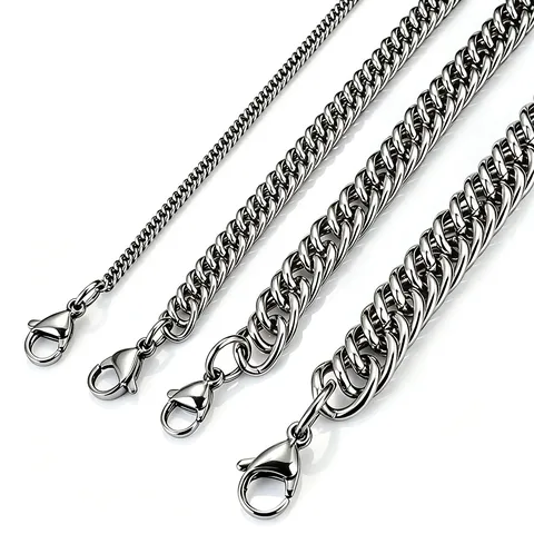 Collana a Catena Cubana Grossa in Acciaio Inossidabile Unisex Hip Hop Metallo Lucido Bracciale Gioielli Fai da Te Donna Uomo