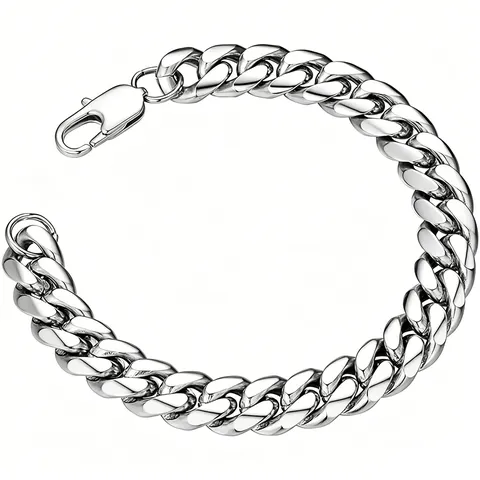 18K Gold Plated Stainless Steel Cuban Link Chain Necklace For Men Women Hip Hop Polished Metal Bracelet Streetwear Jewelry Accessory