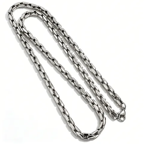 Minimalist Stainless Steel Bamboo Tank Chain Necklace For Men Women Polished Silver Gold Jewelry Geometric Link Chain Bracelet