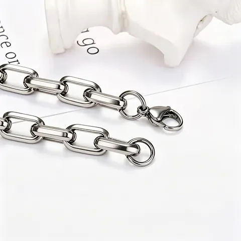 Minimalistische Edelstahl Büroklammer Gliederkette Choker Halskette Unisex Schwere Industriestil Galvanisiert Karabinerverschluss Hip Hop Punk Streetwear Schmuck Geschenk