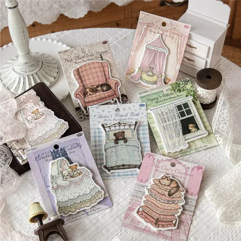 Rococo Retro Sprookje Plaknotities Papier Dieren Beer Kat Hond Patroon Scrapbooking DIY Decoratieve Memo Pad Kantoorbenodigdheden