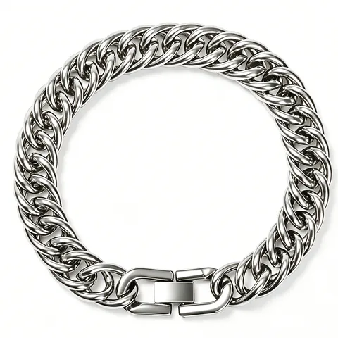 Men Wide Cuban Link Chain Necklace Bracelet Hip Hop Polished Stainless Steel Thick Chain Jewelry For Men Women Geometric Square Clasp Streetwear Fashion Accessories