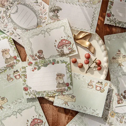 Bloc-notes Momo Rétro Tea Party Marquage à Chaud Papier Kraft Blanc Déchirable Journalisation DIY Décor Papier Scrapbook