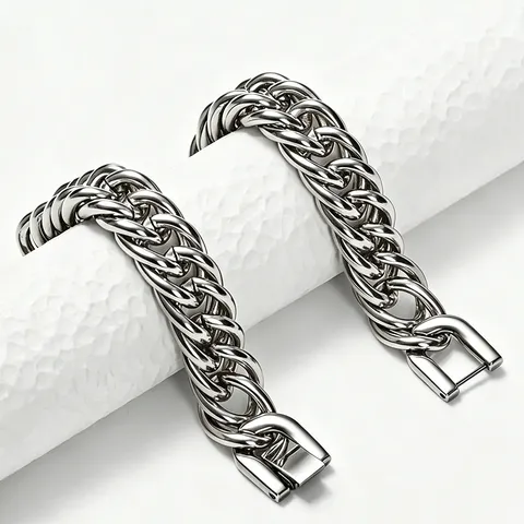 Men Wide Cuban Link Chain Necklace Bracelet Hip Hop Polished Stainless Steel Thick Chain Jewelry For Men Women Geometric Square Clasp Streetwear Fashion Accessories