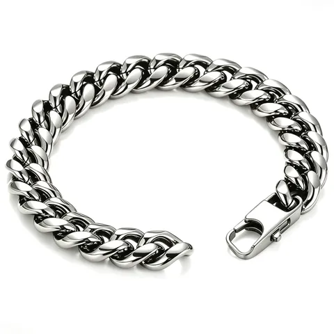 Polished Stainless Steel Cuban Link Chain For Men Women Hip Hop Miami Gold Silver Plated Jewelry Gift Necklace Bracelet