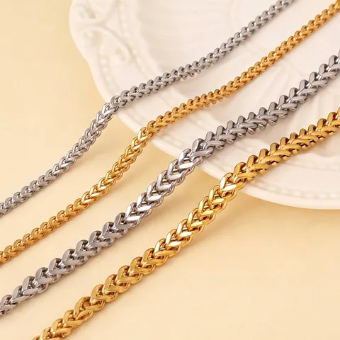 Collana a Catena Franco in Acciaio Inossidabile Hip Hop per Uomo Donna Oro Argento Lucido Intrecciato Gioielli Regalo