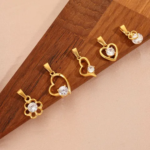 Colgante Vintage de Acero Inoxidable con Strass Corazón Flor Colgante Solo Sin Cadena Chapado en Oro 18K DIY Joyería para Mujer