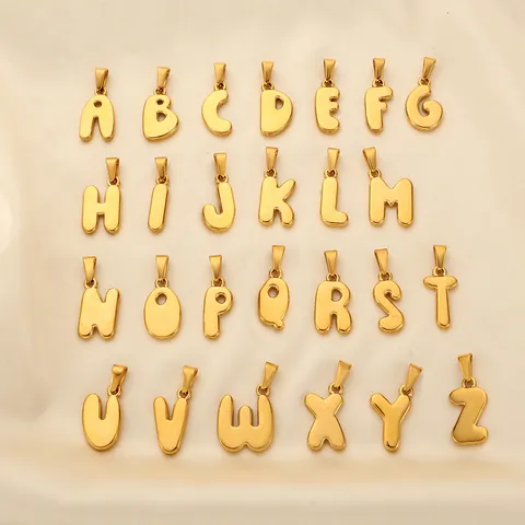 Stainless Steel Alphabet Letter Pendant Vacuum Plated 18K Gold Mirror Finish DIY Jewelry Necklace Bracelet Making Accessories Unisex