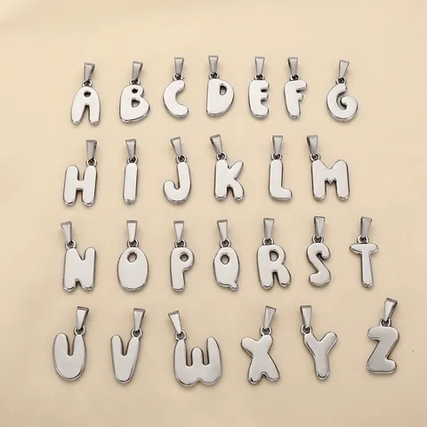 Stainless Steel Alphabet Letter Pendant Vacuum Plated 18K Gold Mirror Finish DIY Jewelry Necklace Bracelet Making Accessories Unisex