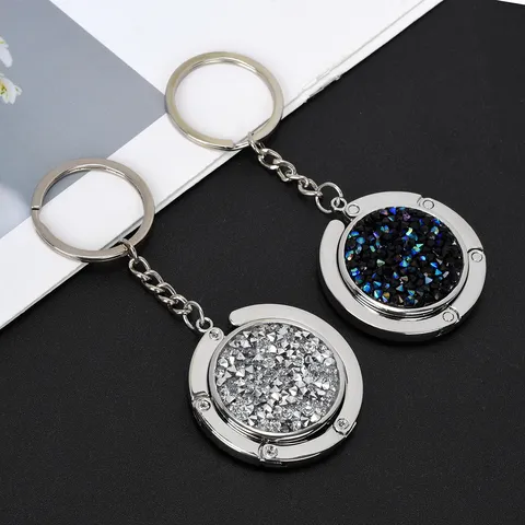 Llavero de Gancho para Bolso Piegable Portátil de Aleación de Zinc con Diamantes de Imitación Soporte para Bolso de Mesa Escritorio Accesorios Diarios para Mujeres