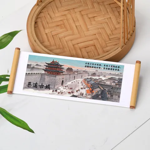 Aimant de Réfrigérateur en Forme de Rouleau Style Chinois Peinture de Paysage en Résine Synthétique Souvenir de Tourisme Maison